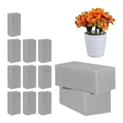 12x Steckschaum In Grau - (B)20 X (H)7,5 X (T)10 Cm