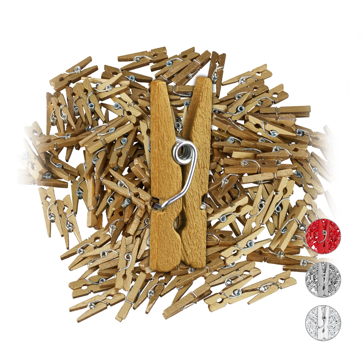 144x Miniholzklammern In Gold