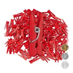 144x Miniholzklammern In Rot