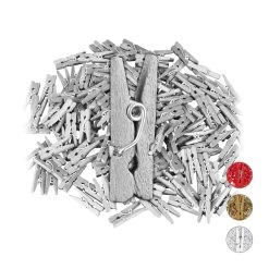 144x Miniholzklammern In Silber