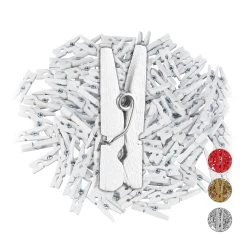 144x Miniholzklammern In Weiß