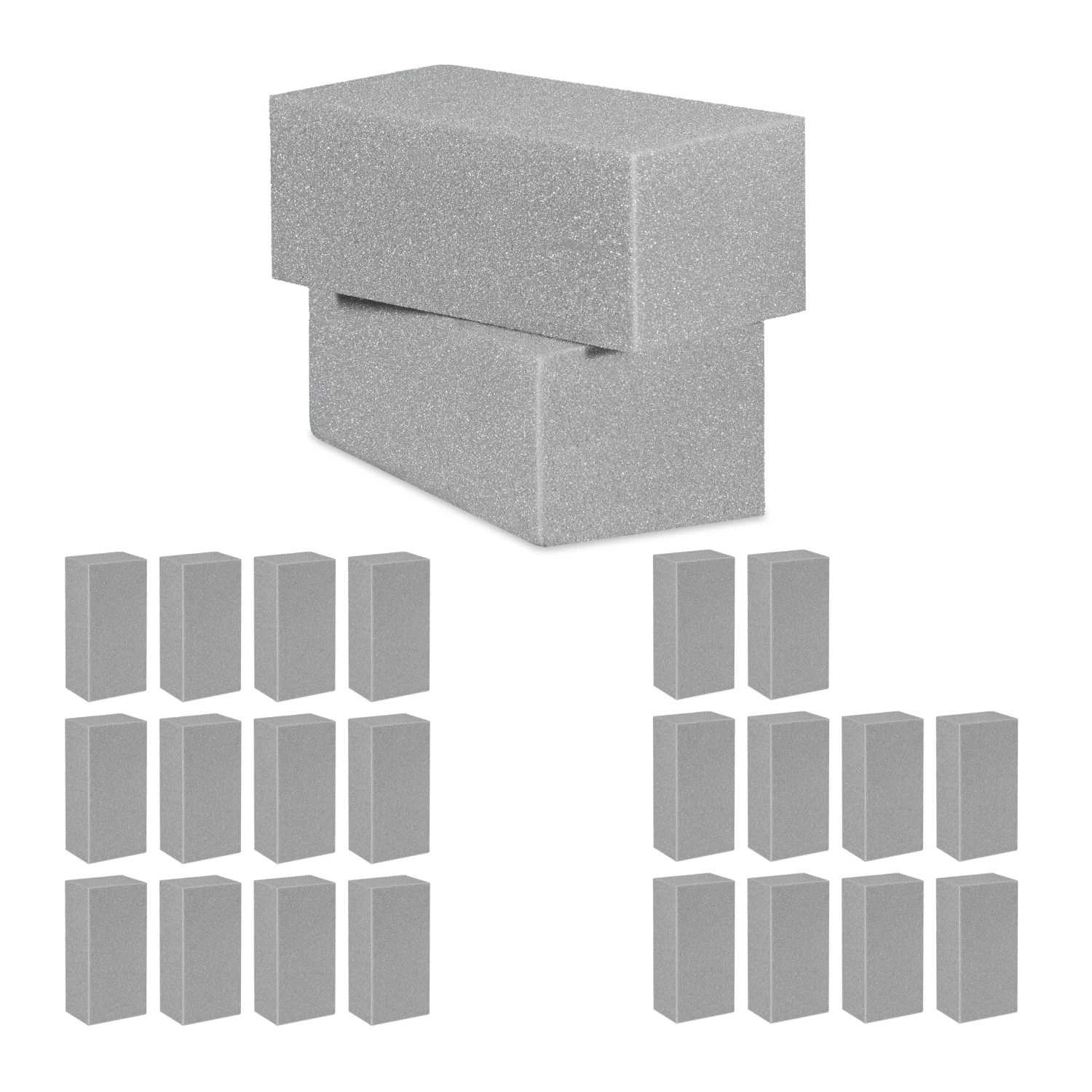 24x Steckschaum In Grau - (B)20 X (H)7,5 X (T)10 Cm
