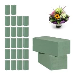24x Steckschaum In Grün - (B)20 X (H)7,5 X (T)10 Cm