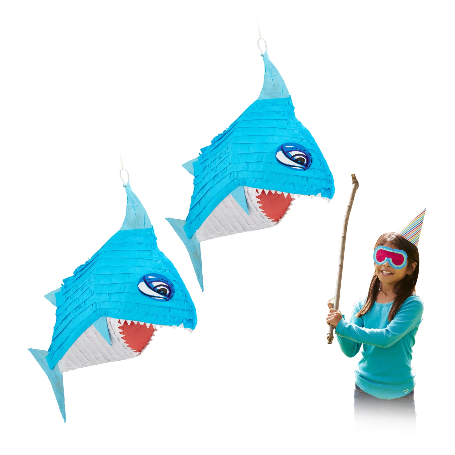 2x Pinata "Hai" In Blau/ Weiß – Bild 8