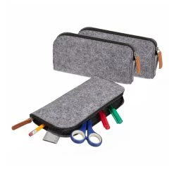 3 X Federmäppchen In Grau - (B)20 X (H)11 X (T)1,5 Cm