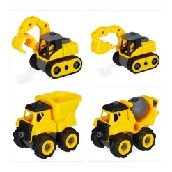 4tlg. Kinderbaustellenfahrzeuge Set In Gelb