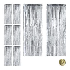 8x Partyvorhang In Silber - (B)100 X (H)250 Cm