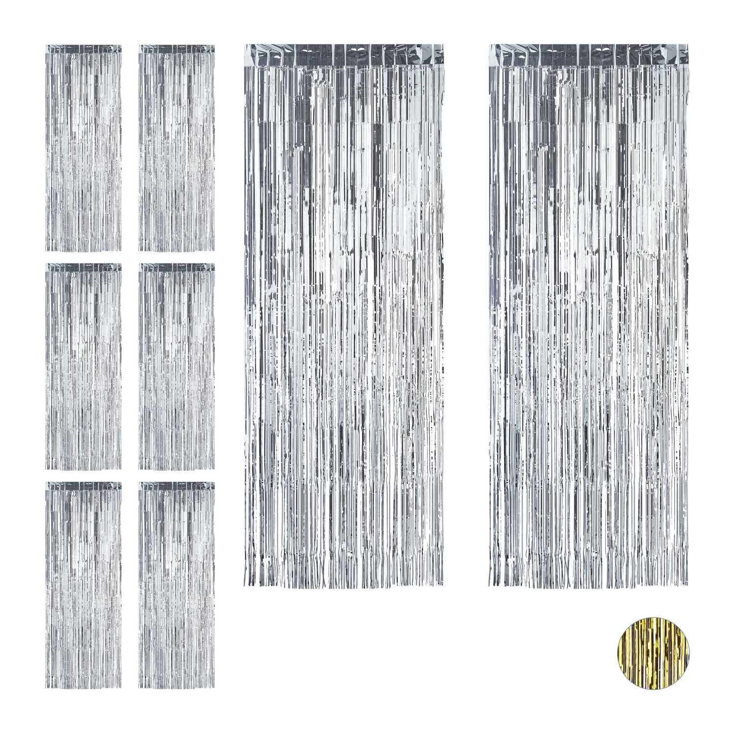8x Partyvorhang In Silber - (B)100 X (H)250 Cm