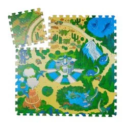 9-tlg. Puzzlematte Dinosaurier In Bunt - (B)90 X (T)90 Cm