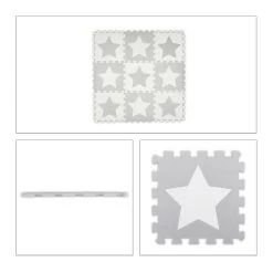 9x Puzzlematte "Sterne" In Hellgrau/ Weiß