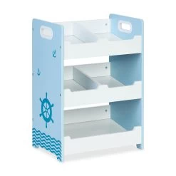 Kinderregal "Seefahrt" In Weiß/ Blau - (B)42,5 X (H)60 X (T)30 Cm