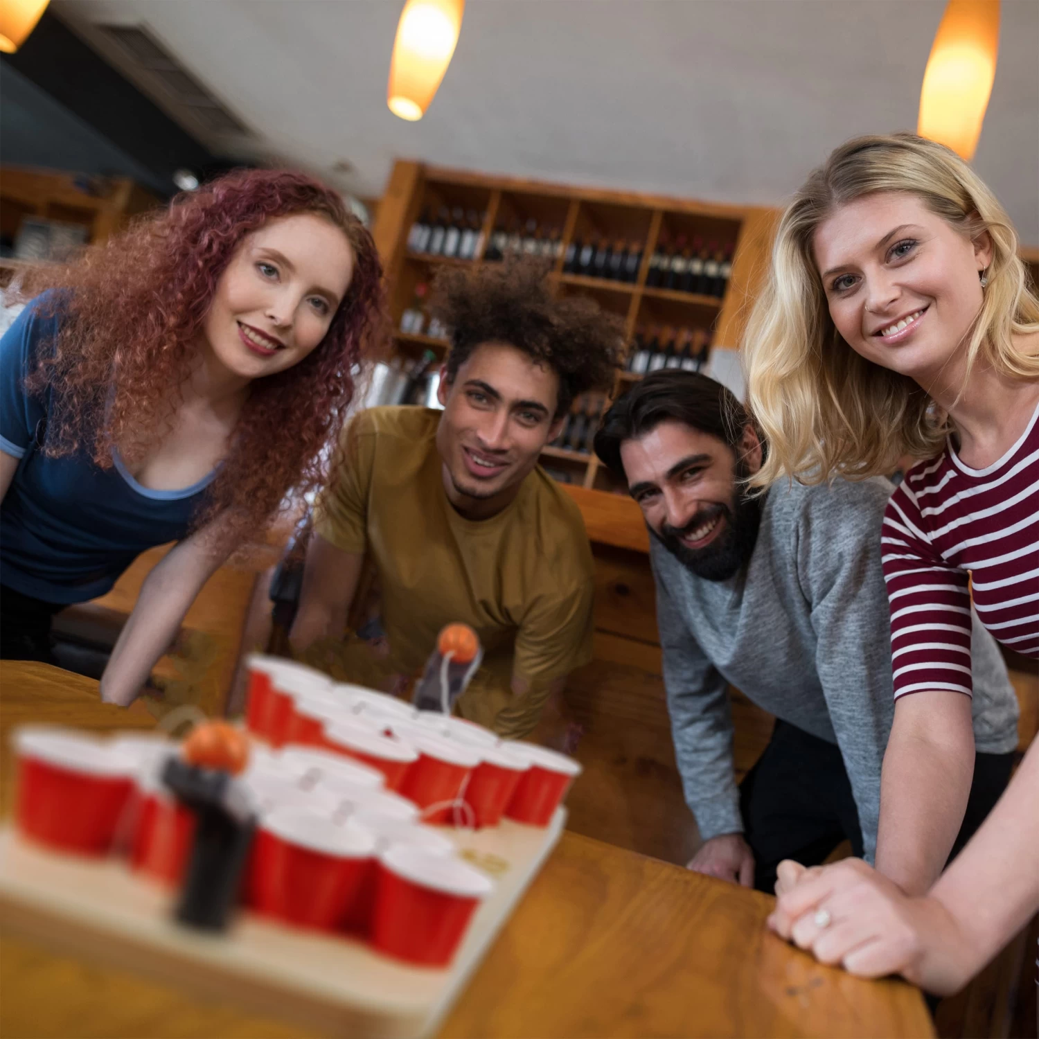 Mini Beer Pong In Natur/Rot â Bild 3